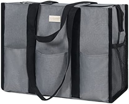 TOPDESIGN UTILITY BORSA DE TOTE resistente al agua con 13 bolsillos exteriores e interiores, cierre de cremallera superior y soporte de fondo grueso