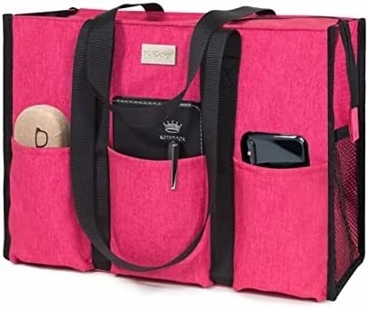 TOPDESIGN UTILITY BORSA DE TOTE resistente al agua con 13 bolsillos exteriores e interiores, cierre de cremallera superior y soporte de fondo grueso