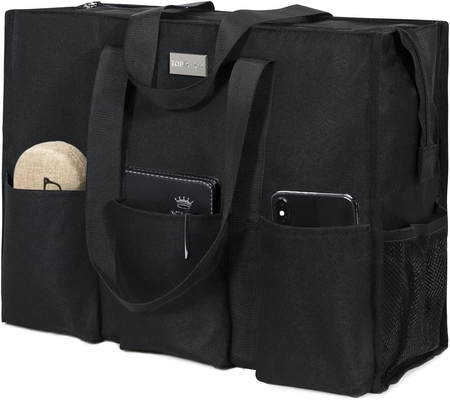 TOPDESIGN UTILITY BORSA DE TOTE resistente al agua con 13 bolsillos exteriores e interiores, cierre de cremallera superior y soporte de fondo grueso