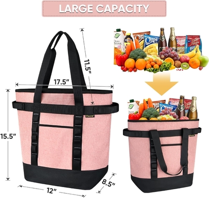 BALEINE LARGE 36-CAN COOLER BAGS aislado, PEVA suave BAG COOLER TOTE, BAG de comestibles aislados con tapa con cremallera