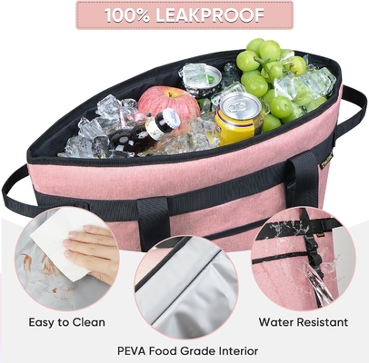 BALEINE LARGE 36-CAN COOLER BAGS aislado, PEVA suave BAG COOLER TOTE, BAG de comestibles aislados con tapa con cremallera