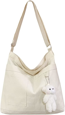 Marca: Kehpish bolsa de algodón de lona económica,bolsa de hombro para mujeres con 3 bolsillos exteriores
