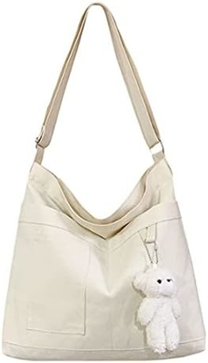 Marca: Kehpish bolsa de algodón de lona económica,bolsa de hombro para mujeres con 3 bolsillos exteriores