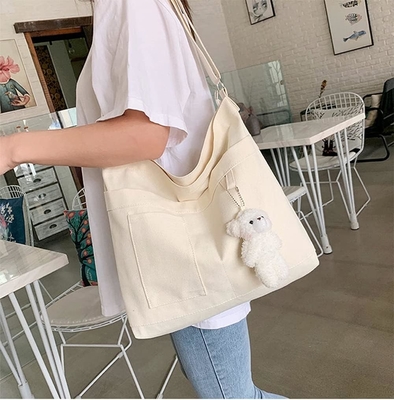 Marca: Kehpish bolsa de algodón de lona económica,bolsa de hombro para mujeres con 3 bolsillos exteriores