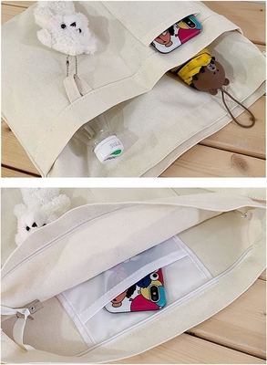 Marca: Kehpish bolsa de algodón de lona económica,bolsa de hombro para mujeres con 3 bolsillos exteriores