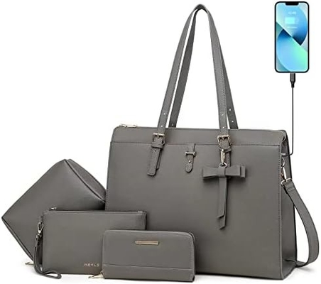 KEYLI 4PC SETS BOLSA DE LÁPTOP PARA MUJERES BOLSA DE LÁPTOP DE CUERPO GRANDE BOLSA con puerto de carga USB