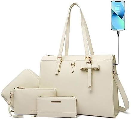 KEYLI 4PC SETS BOLSA DE LÁPTOP PARA MUJERES BOLSA DE LÁPTOP DE CUERPO GRANDE BOLSA con puerto de carga USB