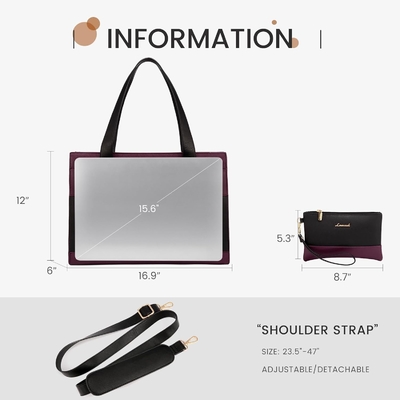 Lovevook LATEPOOK BOLSA PARA MUJERES 15.6 pulgadas LATEPOTT TOTE BOLSA DE TRABAJO PREFESIONAL de cuero computadora BREEFCASE a prueba de agua de negocios