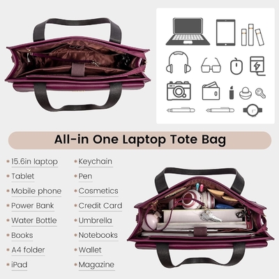 Lovevook LATEPOOK BOLSA PARA MUJERES 15.6 pulgadas LATEPOTT TOTE BOLSA DE TRABAJO PREFESIONAL de cuero computadora BREEFCASE a prueba de agua de negocios