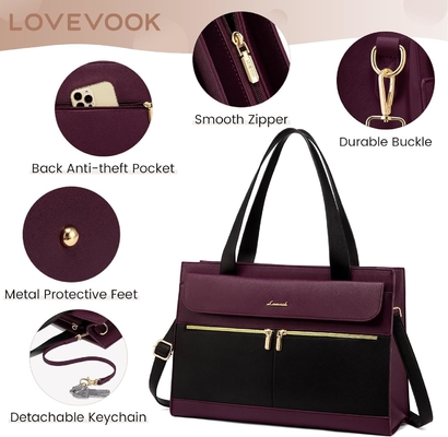 Lovevook LATEPOOK BOLSA PARA MUJERES 15.6 pulgadas LATEPOTT TOTE BOLSA DE TRABAJO PREFESIONAL de cuero computadora BREEFCASE a prueba de agua de negocios