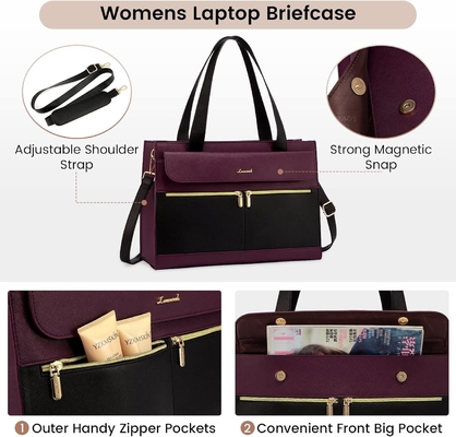 Lovevook LATEPOOK BOLSA PARA MUJERES 15.6 pulgadas LATEPOTT TOTE BOLSA DE TRABAJO PREFESIONAL de cuero computadora BREEFCASE a prueba de agua de negocios