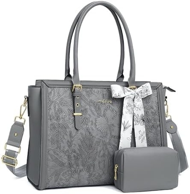 MOSISO LATEPOT BACK para mujeres, 17-17.3 pulgadas PU de cuero TOTE BACK Compatible con Macbook, HP, DELL, ASUS Notebook