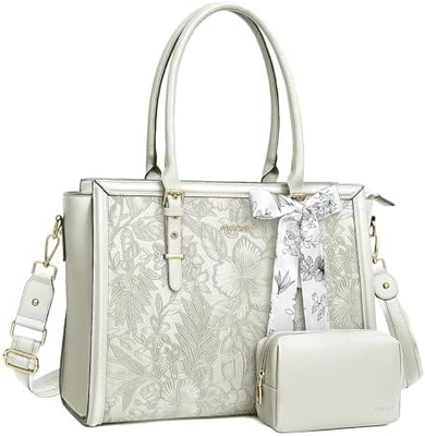 MOSISO LATEPOT BACK para mujeres, 17-17.3 pulgadas PU de cuero TOTE BACK Compatible con Macbook, HP, DELL, ASUS Notebook