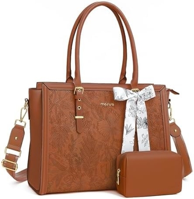 MOSISO LATEPOT BACK para mujeres, 17-17.3 pulgadas PU de cuero TOTE BACK Compatible con Macbook, HP, DELL, ASUS Notebook
