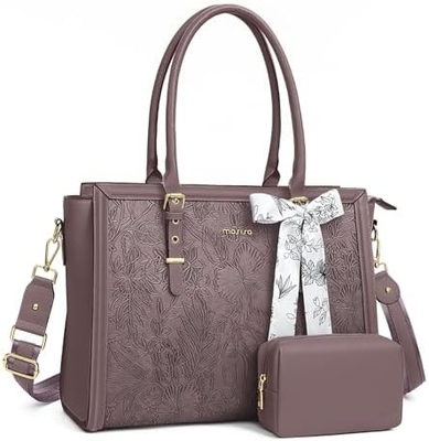 MOSISO LATEPOT BACK para mujeres, 17-17.3 pulgadas PU de cuero TOTE BACK Compatible con Macbook, HP, DELL, ASUS Notebook