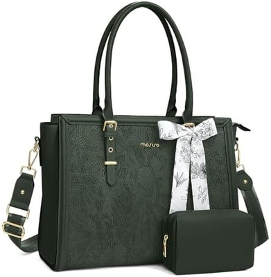MOSISO LATEPOT BACK para mujeres, 17-17.3 pulgadas PU de cuero TOTE BACK Compatible con Macbook, HP, DELL, ASUS Notebook