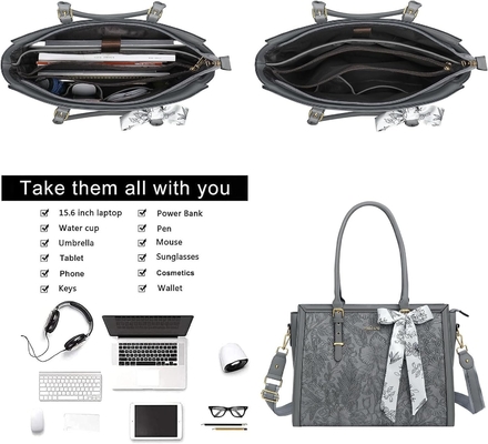 MOSISO LATEPOT BACK para mujeres, 17-17.3 pulgadas PU de cuero TOTE BACK Compatible con Macbook, HP, DELL, ASUS Notebook