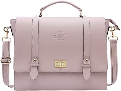 EASEGAVE 17 pulgadas de portátil de mujer cartera, púrpura vintage SAFFIANO eco-cuero, MULTI-compartimiento, 3 libras de peso de la capacidad