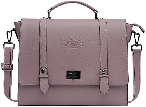 EASEGAVE 17 pulgadas de portátil de mujer cartera, púrpura vintage SAFFIANO eco-cuero, MULTI-compartimiento, 3 libras de peso de la capacidad