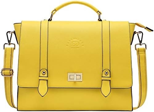 EASEGAVE 17 pulgadas de portátil de mujer cartera, púrpura vintage SAFFIANO eco-cuero, MULTI-compartimiento, 3 libras de peso de la capacidad