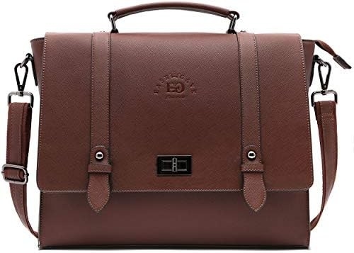 EASEGAVE 17 pulgadas de portátil de mujer cartera, púrpura vintage SAFFIANO eco-cuero, MULTI-compartimiento, 3 libras de peso de la capacidad
