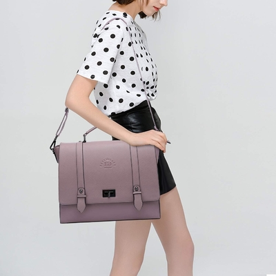 EASEGAVE 17 pulgadas de portátil de mujer cartera, púrpura vintage SAFFIANO eco-cuero, MULTI-compartimiento, 3 libras de peso de la capacidad