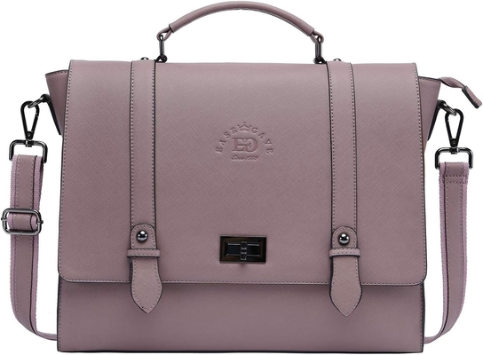 EASEGAVE 17 pulgadas de portátil de mujer cartera, púrpura vintage SAFFIANO eco-cuero, MULTI-compartimiento, 3 libras de peso de la capacidad