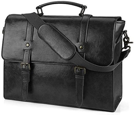 Bolso de Men Men Men Messenger Vintage 15.6 pulgadas de piel a prueba de agua portátil portátil BRIEFCASE BOLSO GRAN BOLSO de hombro bolso de oficina retro colegio