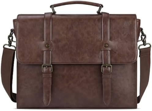 Bolso de Men Men Men Messenger Vintage 15.6 pulgadas de piel a prueba de agua portátil portátil BRIEFCASE BOLSO GRAN BOLSO de hombro bolso de oficina retro colegio