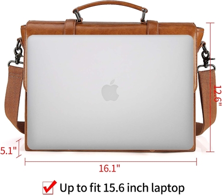 Bolso de Men Men Men Messenger Vintage 15.6 pulgadas de piel a prueba de agua portátil portátil BRIEFCASE BOLSO GRAN BOLSO de hombro bolso de oficina retro colegio