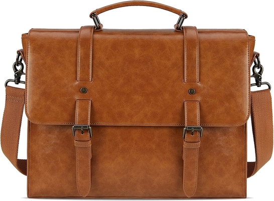 Bolso de Men Men Men Messenger Vintage 15.6 pulgadas de piel a prueba de agua portátil portátil BRIEFCASE BOLSO GRAN BOLSO de hombro bolso de oficina retro colegio
