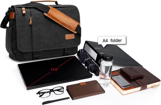 ESTARER MEN MESSENGER BAG 15.6 pulgadas, lienzo resistente al agua BOLSA DE COMPUTADOR BOLSA de trabajo, portátil BOLSA de hombro BREEFCASE BALSA