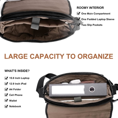 ESTARER MEN MESSENGER BAG 15.6 pulgadas, lienzo resistente al agua BOLSA DE COMPUTADOR BOLSA de trabajo, portátil BOLSA de hombro BREEFCASE BALSA