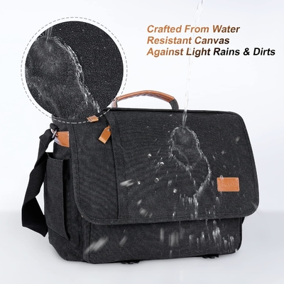ESTARER MEN MESSENGER BAG 15.6 pulgadas, lienzo resistente al agua BOLSA DE COMPUTADOR BOLSA de trabajo, portátil BOLSA de hombro BREEFCASE BALSA
