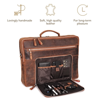 Bolso portátil San Francisco de 17 pulgadas Bolso de cuero artesanal para portátil maletín para oficina