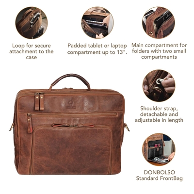 Bolso portátil San Francisco de 17 pulgadas Bolso de cuero artesanal para portátil maletín para oficina