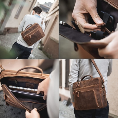 Bolso portátil San Francisco de 17 pulgadas Bolso de cuero artesanal para portátil maletín para oficina