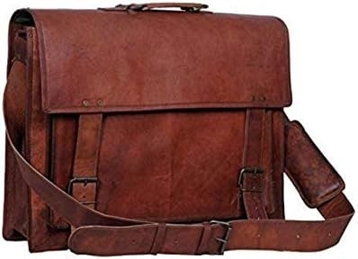 18 pulgadas de cuero BRIEFCASE portátil maletín mejor computadora bolso de bolso maletas hechas a mano para hombres y mujeres