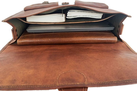 18 pulgadas de cuero BRIEFCASE portátil maletín mejor computadora bolso de bolso maletas hechas a mano para hombres y mujeres
