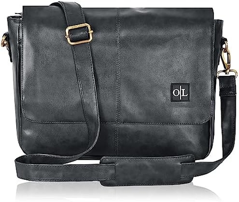 BOLSA de mensajería de cuero para hombres y mujeres - BOLSA de bolso portátil para universidad, oficina, hombro ajustable