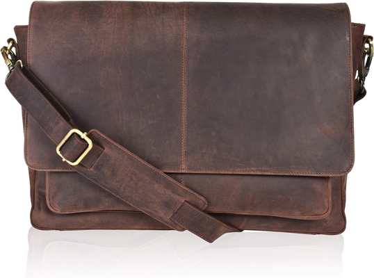BOLSA de mensajería de cuero para hombres y mujeres - BOLSA de bolso portátil para universidad, oficina, hombro ajustable
