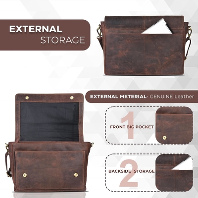 BOLSA de mensajería de cuero para hombres y mujeres - BOLSA de bolso portátil para universidad, oficina, hombro ajustable