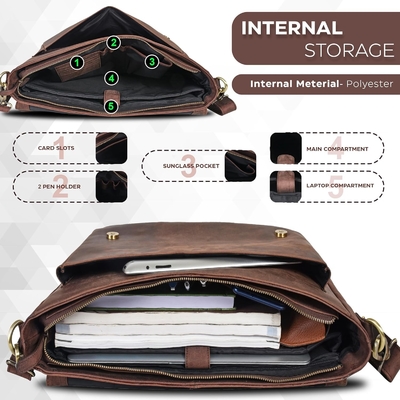 BOLSA de mensajería de cuero para hombres y mujeres - BOLSA de bolso portátil para universidad, oficina, hombro ajustable