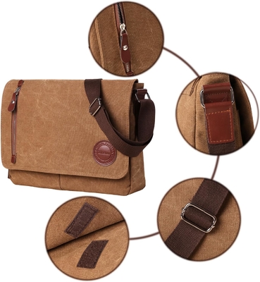 VINTAGE CANVAS BOLSA de mensajería para hombres MUJERES,BOLSA de viaje de hombro 13.5&quot; BOLSA de portátil BOLSA de libro