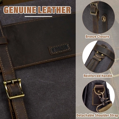 Bolso de mensajería para hombres,Vintage de lona de cuero de lona portátil bolsa de bolso de hombro maletín de negocios