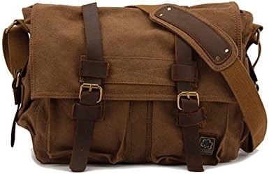 Seckhunk Vintage Cuero militar lienzos portátil maletas mensajeras maletas medianas