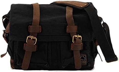 Seckhunk Vintage Cuero militar lienzos portátil maletas mensajeras maletas medianas