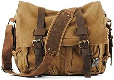 Seckhunk Vintage Cuero militar lienzos portátil maletas mensajeras maletas medianas