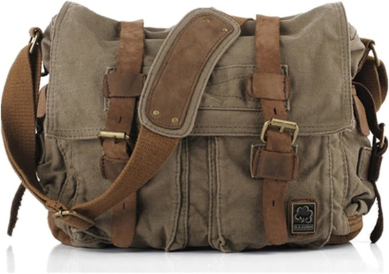Seckhunk Vintage Cuero militar lienzos portátil maletas mensajeras maletas medianas