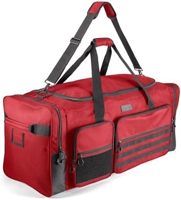 Fitdom 130L 36" De trabajo pesado Equipo de gimnasio de deportes extra grandes Equipo de viaje Bolso W/Corta de hombro ajustable y 7 compartimentos